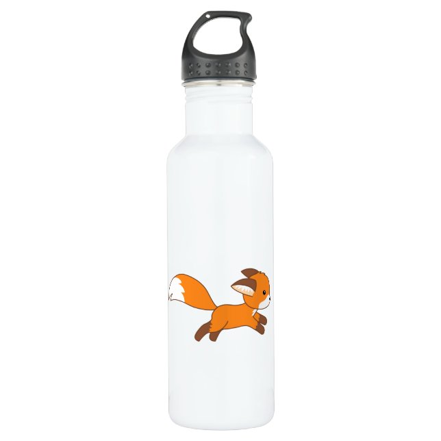 Cute Running Fox Water Bottle (Front)