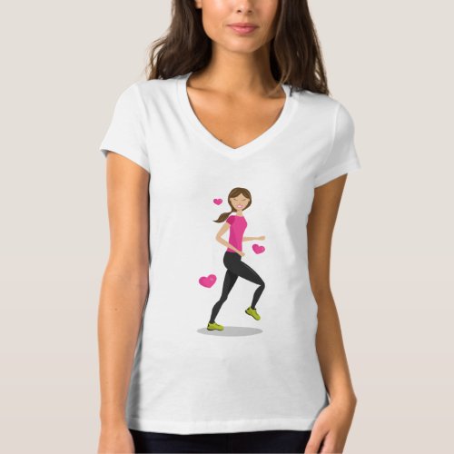 Cute Running  Jogging Girl Illustration T_Shirt