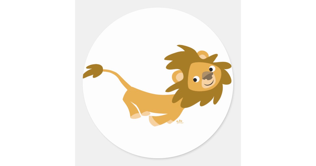 Cute Running Lion round sticker | Zazzle Cute Running Lion round sticker | Zazzle
