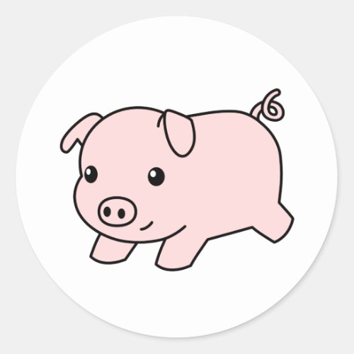 Cute Running Piglet Pig Classic Round Sticker