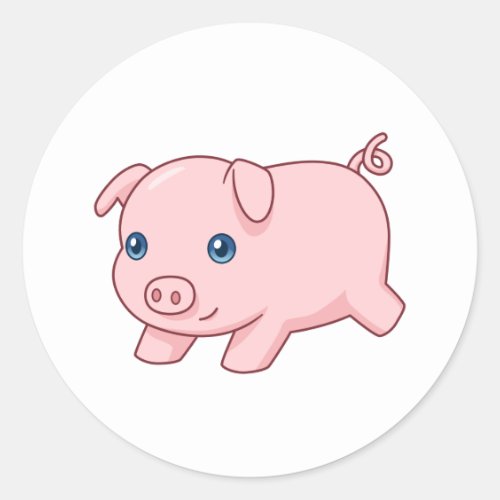 Cute Running Piglet Pig Classic Round Sticker
