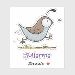 Cute running quail cartoon illustration sticker