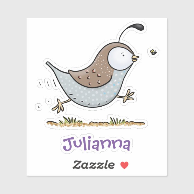 Cute running quail cartoon illustration sticker (Sheet)