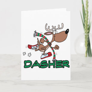 cute running reindeer DASHER cartoon Holiday Card