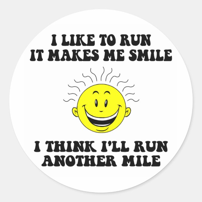 Cute running saying classic round sticker (Front)