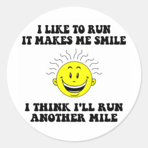 Cute running saying classic round sticker