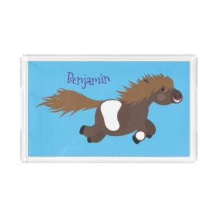 Cute running Shetland pony cartoon illustration Acrylic Tray