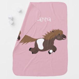 Cute running Shetland pony cartoon illustration Baby Blanket