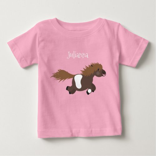 Cute running Shetland pony cartoon illustration Baby T_Shirt