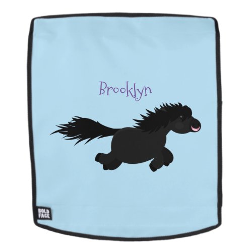 Cute running Shetland pony cartoon illustration Backpack