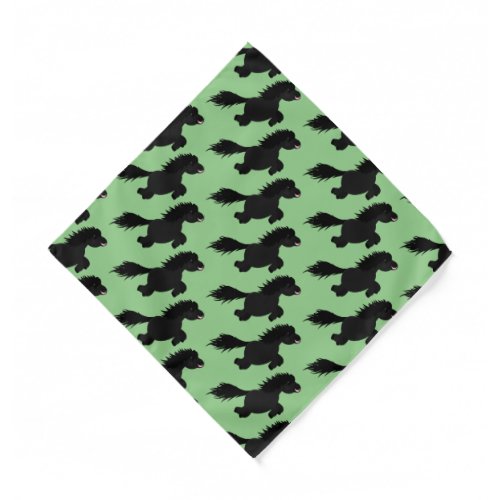 Cute running Shetland pony cartoon illustration  Bandana