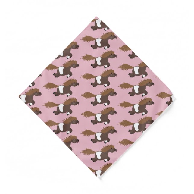 Cute running Shetland pony cartoon illustration  Bandana (Front)