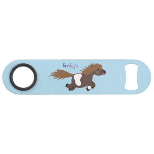 Cute running Shetland pony cartoon illustration Bar Key