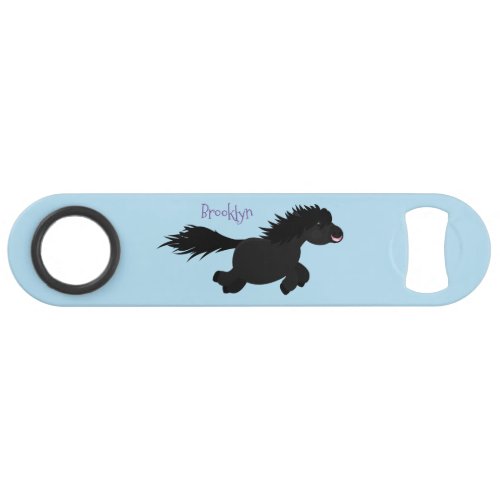 Cute running Shetland pony cartoon illustration Bar Key