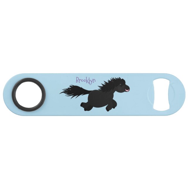 Cute running Shetland pony cartoon illustration Bar Key (Front (Horizontal))