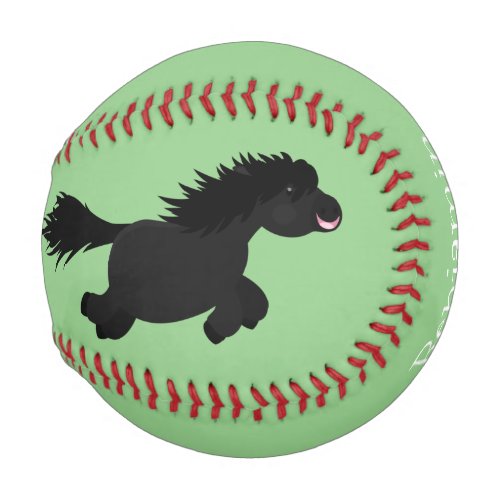 Cute running Shetland pony cartoon illustration Baseball
