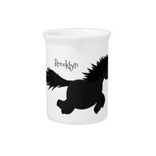 Cute running Shetland pony cartoon illustration Beverage Pitcher