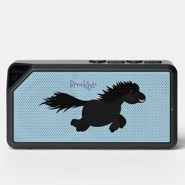 Cute running Shetland pony cartoon illustration Bluetooth Speaker (Front)