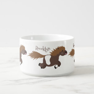Cute running Shetland pony cartoon illustration Bowl