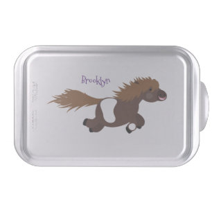 Cute running Shetland pony cartoon illustration Cake Pan