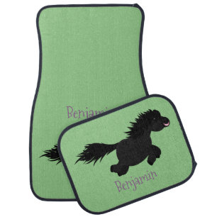 Cute running Shetland pony cartoon illustration  Car Floor Mat