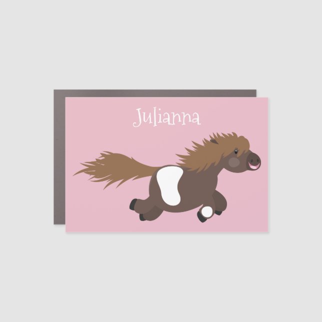 Cute running Shetland pony cartoon illustration Car Magnet (Front)