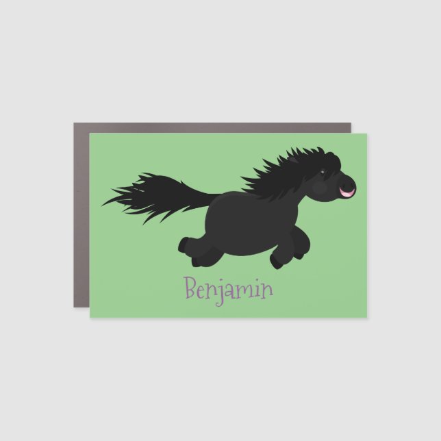 Cute running Shetland pony cartoon illustration Car Magnet (Front)