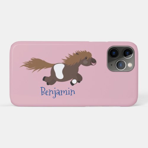 Cute running Shetland pony cartoon illustration iPhone 11 Pro Case
