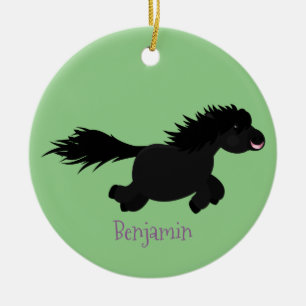 Cute running Shetland pony cartoon illustration Ceramic Ornament
