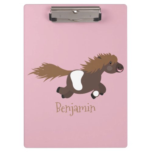 Cute running Shetland pony cartoon illustration Clipboard