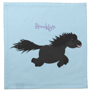 Cute running Shetland pony cartoon illustration Cloth Napkin
