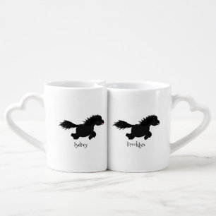 Cute running Shetland pony cartoon illustration Coffee Mug Set