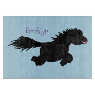 Cute running Shetland pony cartoon illustration Cutting Board