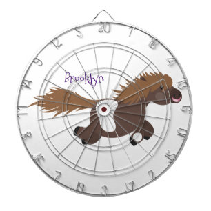 Cute running Shetland pony cartoon illustration Dart Board