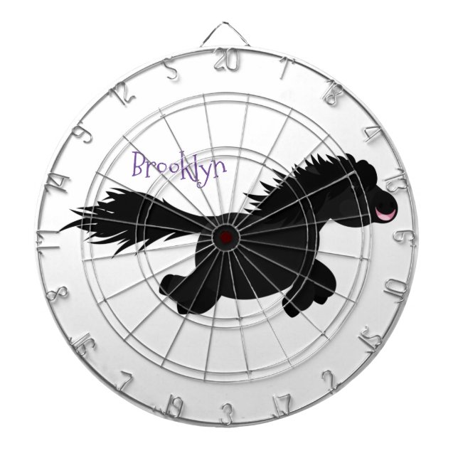 Cute running Shetland pony cartoon illustration Dart Board (Front)