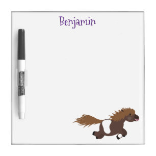 Cute running Shetland pony cartoon illustration Dry Erase Board