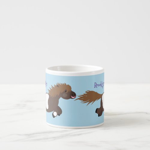 Cute running Shetland pony cartoon illustration Espresso Cup