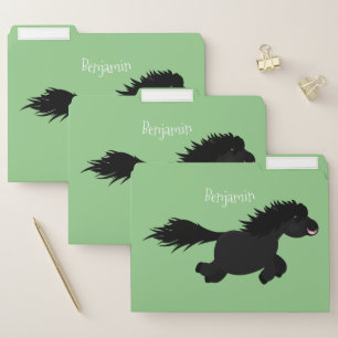 Cute running Shetland pony cartoon illustration File Folder