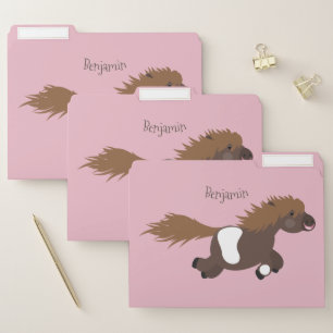 Cute running Shetland pony cartoon illustration File Folder