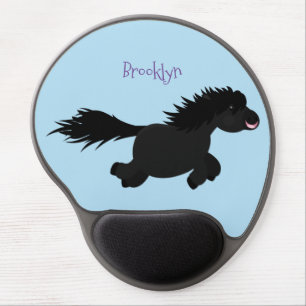 Cute running Shetland pony cartoon illustration Gel Mouse Pad