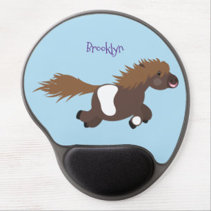 Cute running Shetland pony cartoon illustration Gel Mouse Pad