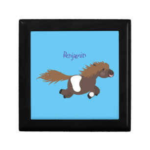 Cute running Shetland pony cartoon illustration Gift Box
