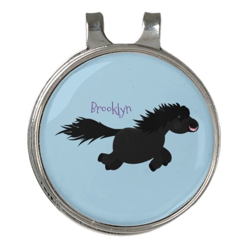 Cute running Shetland pony cartoon illustration Golf Hat Clip