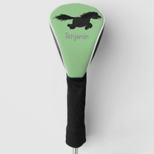 Cute running Shetland pony cartoon illustration Golf Head Cover