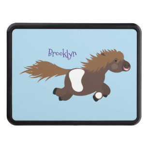 Cute running Shetland pony cartoon illustration Hitch Cover
