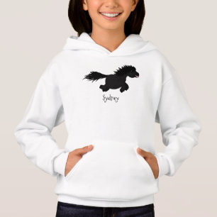 Cute running Shetland pony cartoon illustration Hoodie