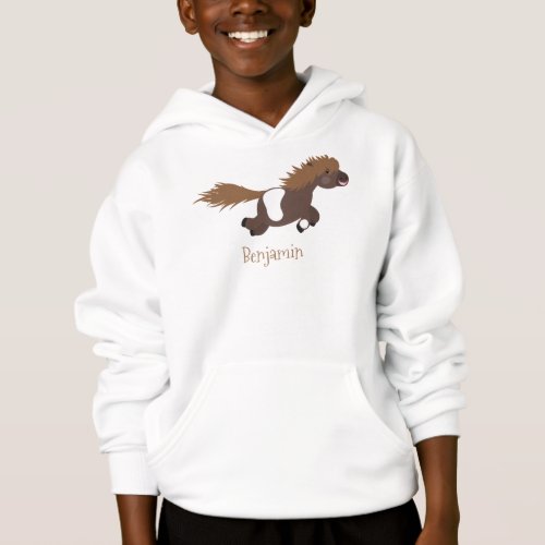 Cute running Shetland pony cartoon illustration Hoodie