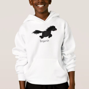 Cute running Shetland pony cartoon illustration Hoodie