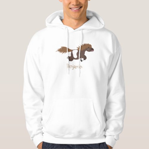 Cute running Shetland pony cartoon illustration Hoodie