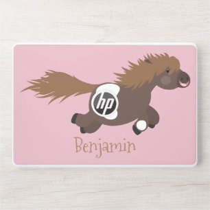 Cute running Shetland pony cartoon illustration HP Laptop Skin
